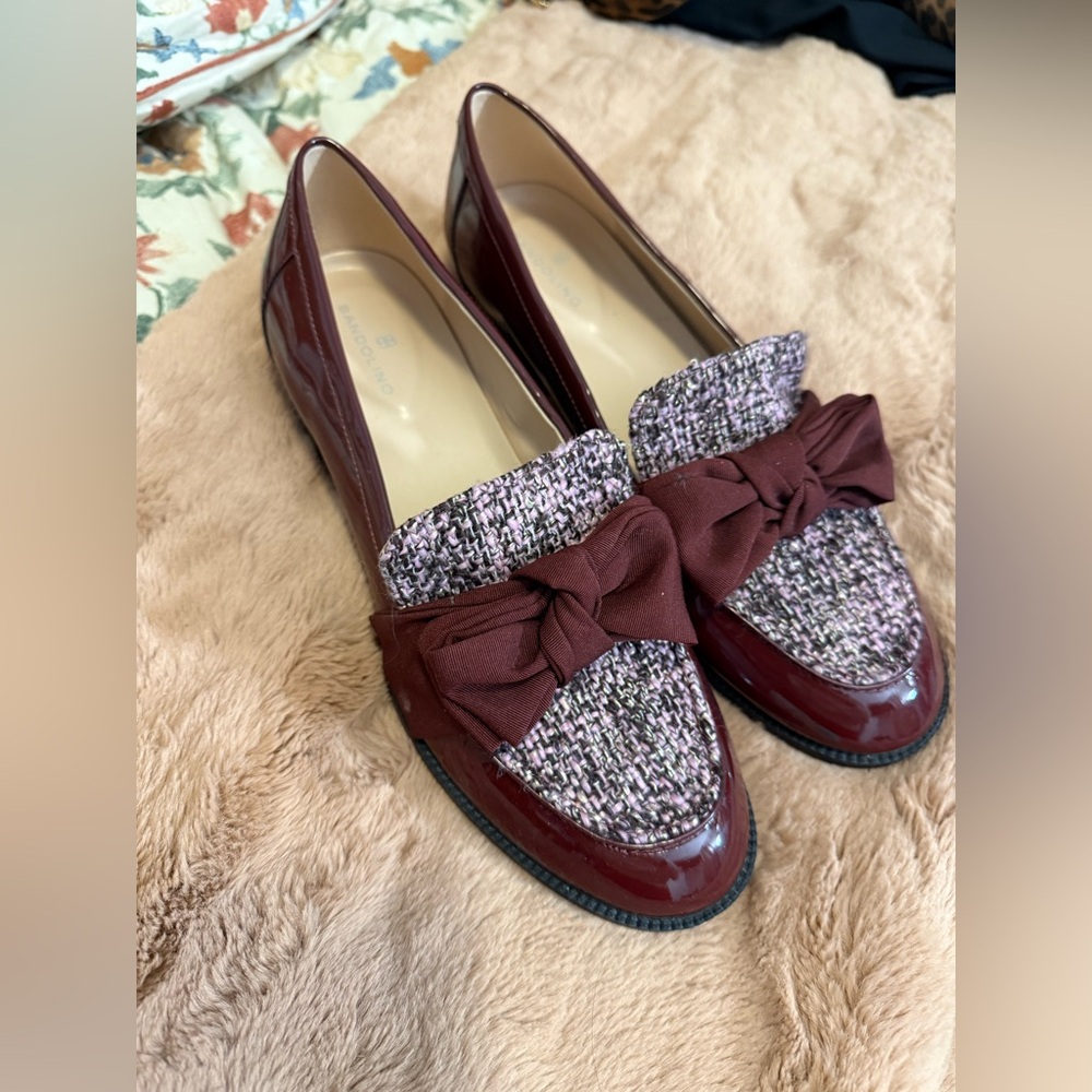 Bandolino Burgundy Tweed Flats with Bow